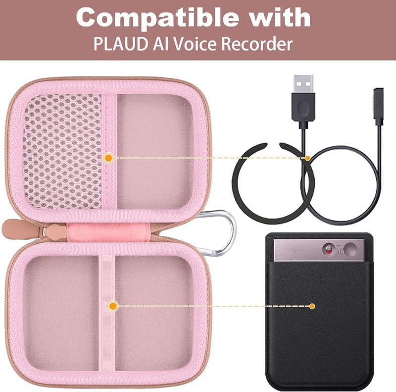 Baval Hard Carrying Travel Case for PLAUD Note/Note Pro AI Voice Recorder,Compatible with Digital Recorder and Magnetic Protective Case(Rose Gold) - Image 4